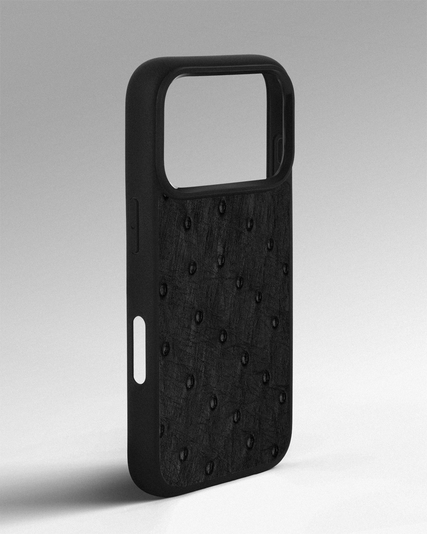 Black Ostrich Follicles Leather Case for iPhone 17 Pro Max
