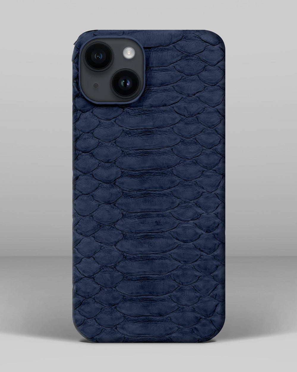 Leather case made of dark blue python for iPhone 14 Plus
