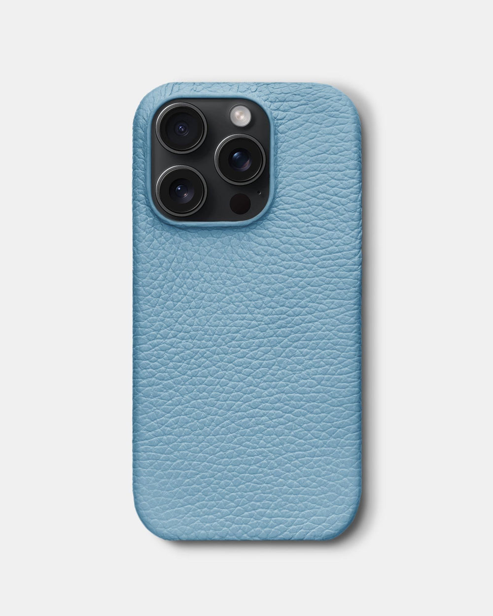 Блакитний шкіряний обтягнутий чохол для iPhone 16 Pro