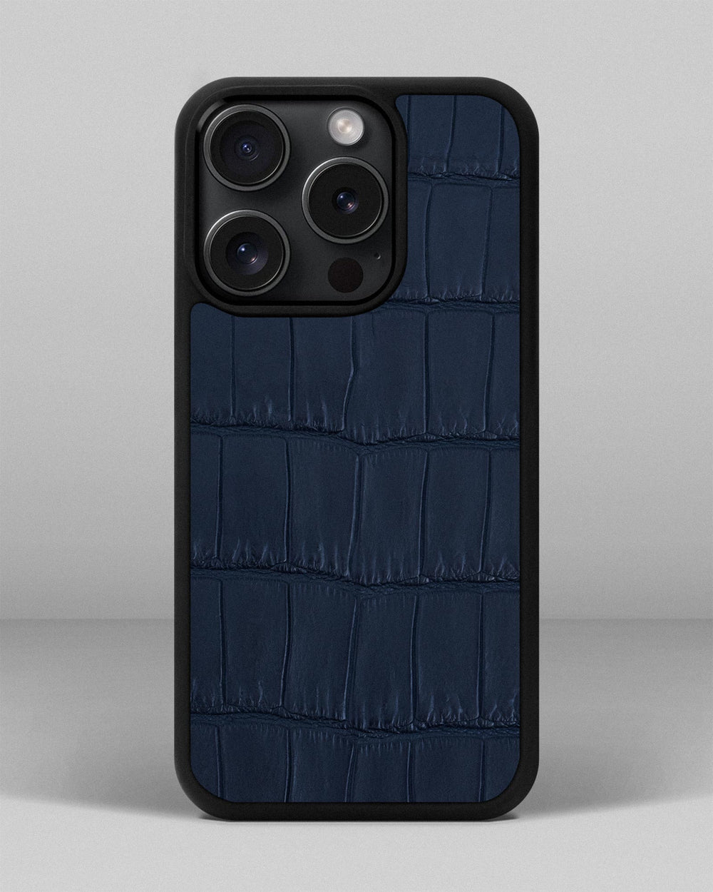 Dark blue crocodile leather case for iPhone 15 Pro Max