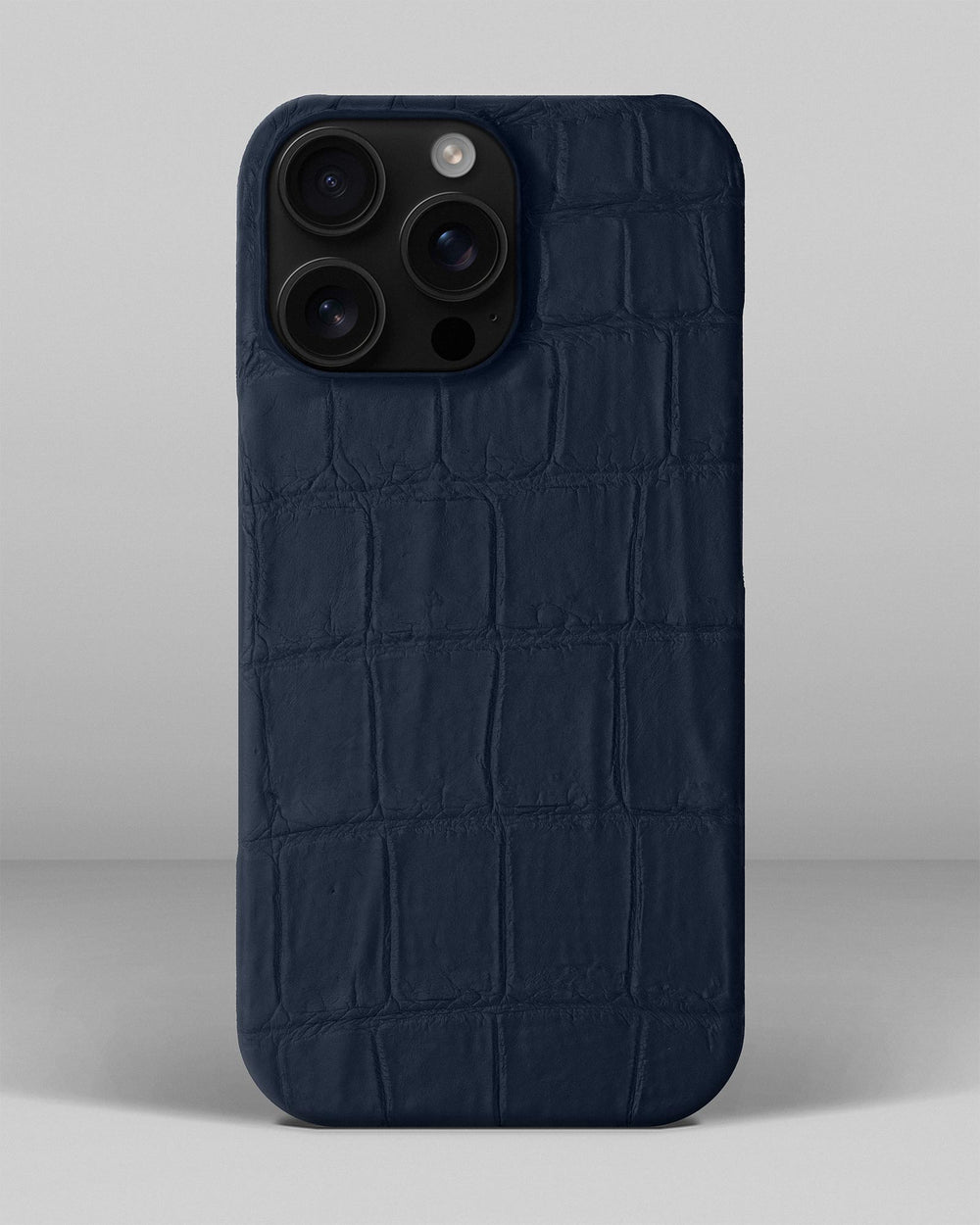 Темно-синий чехол, обтянутый кожей крокодила, для iPhone 16 Pro Max