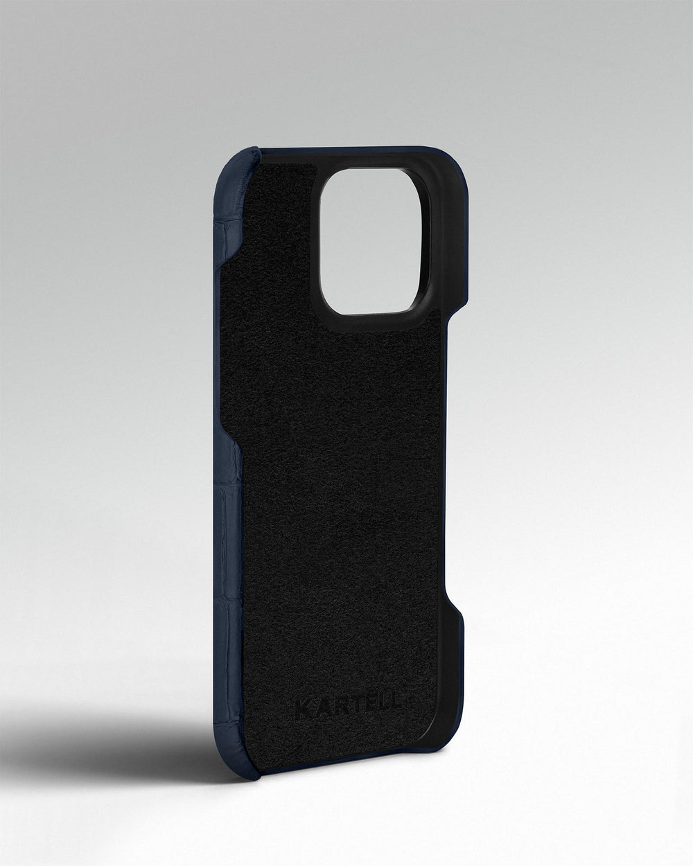 Dark Blue Crocodile Leather Case for iPhone 15 Pro