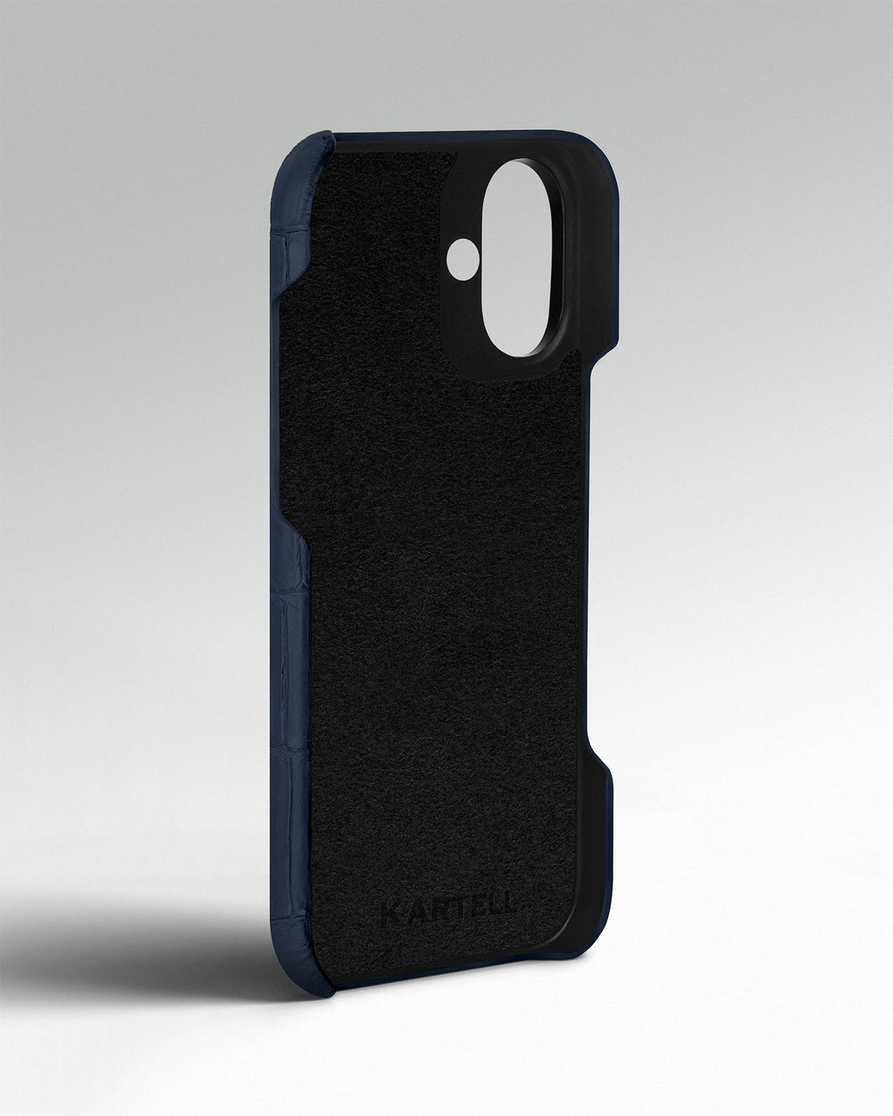 Темно-синий чехол из кожи крокодила для iPhone 15 Plus