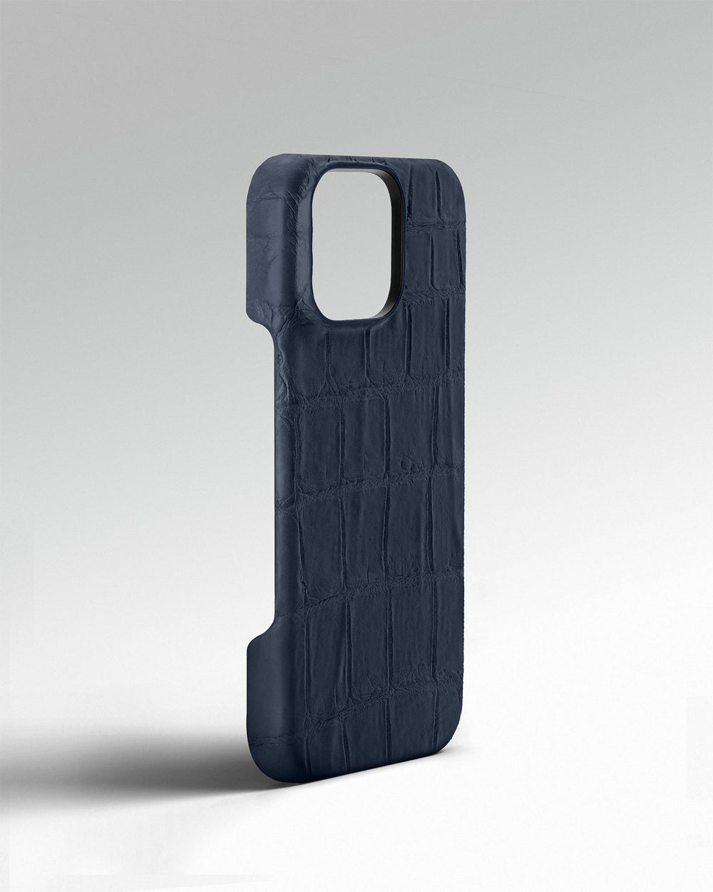 Dark Blue Crocodile Leather Case for iPhone 15 Pro
