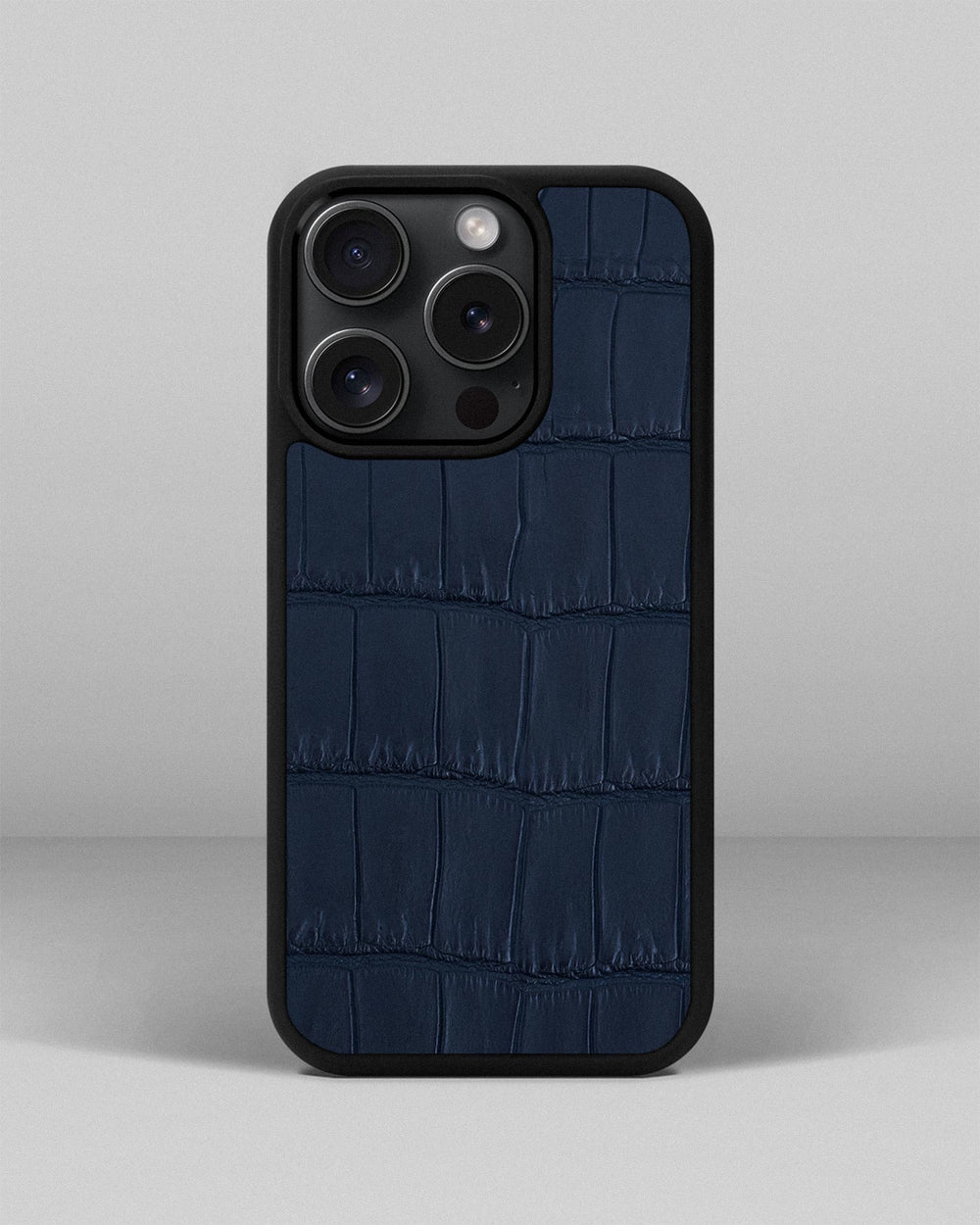 Dark blue crocodile leather case for iPhone 15 Pro
