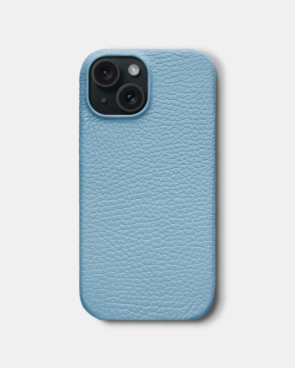 Блакитний шкіряний обтягнутий чохол для iPhone 15