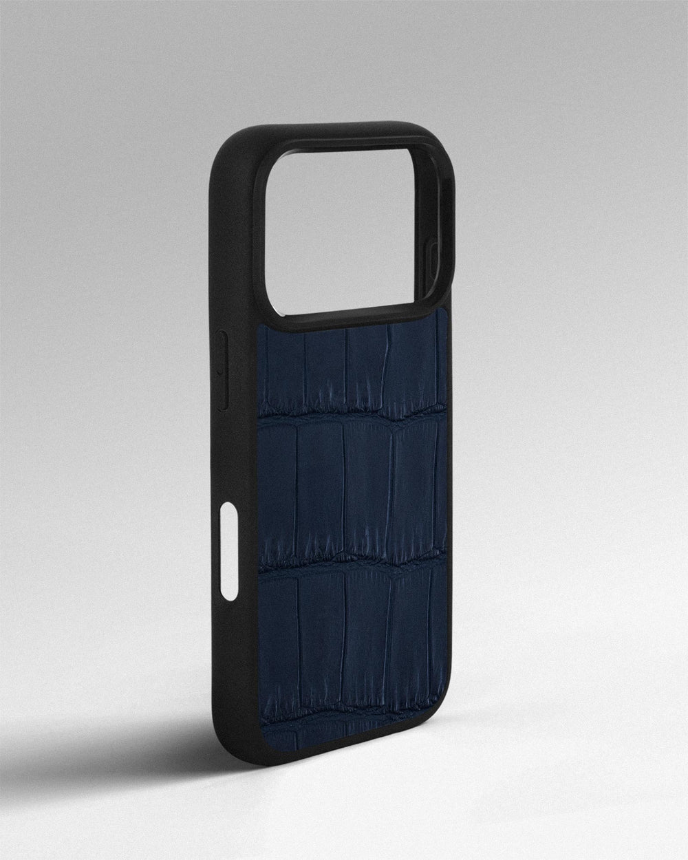 Dark blue crocodile leather case for iPhone 17 Pro