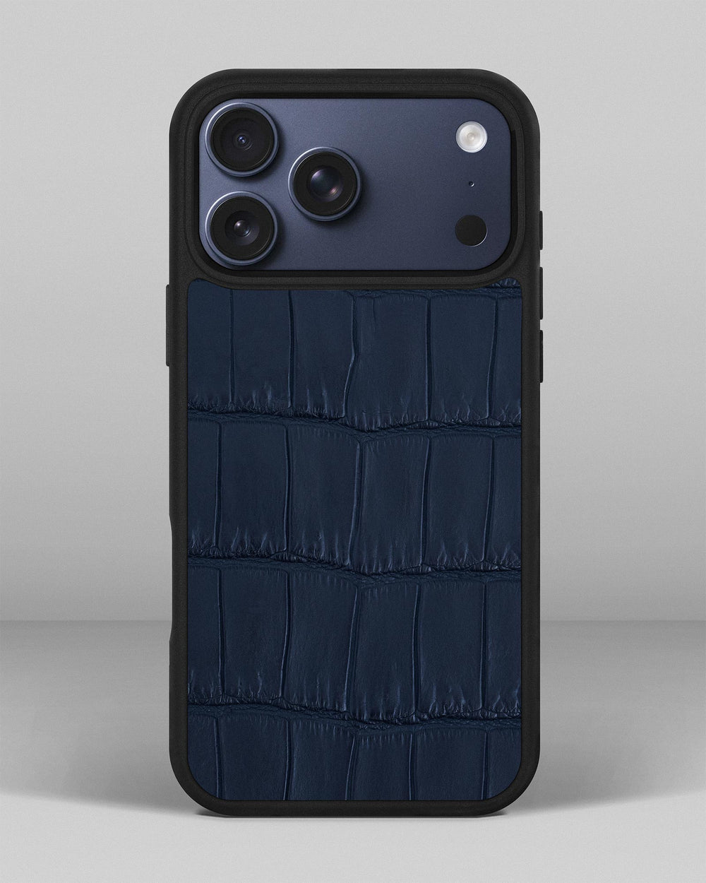 Dark Blue Crocodile Leather Case for iPhone 17 Pro Max