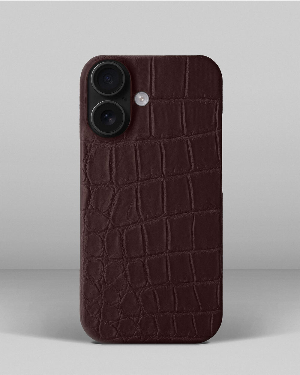 Dark Brown Crocodile Leather Case for iPhone 16