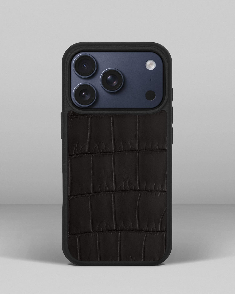 Dark brown crocodile leather case for iPhone 17 Pro