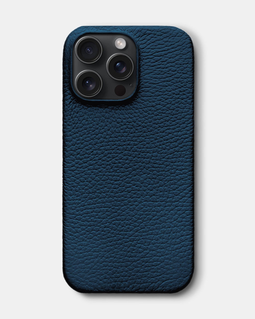 Темно-синій шкіряний обтягнутий чохол для iPhone 16 Pro Max