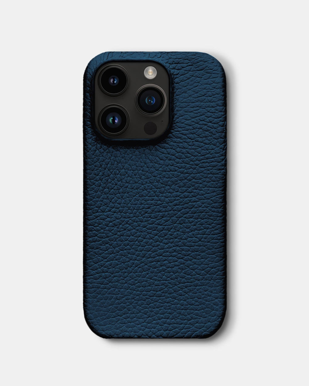 Темно-синій шкіряний обтягнутий чохол для iPhone 14 Pro