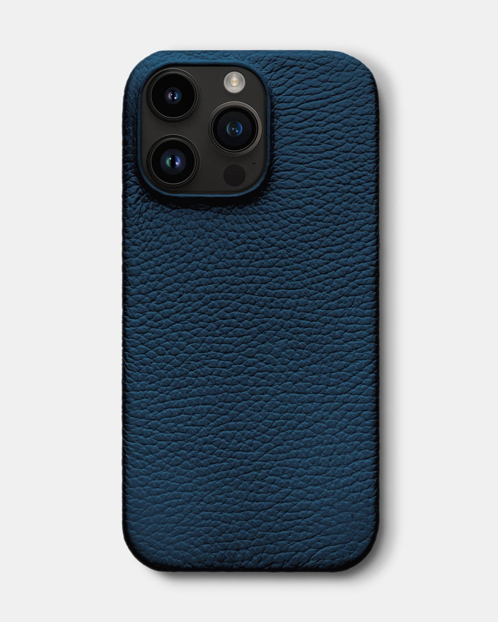 Темно-синій шкіряний обтягнутий чохол для iPhone 14 Pro Max