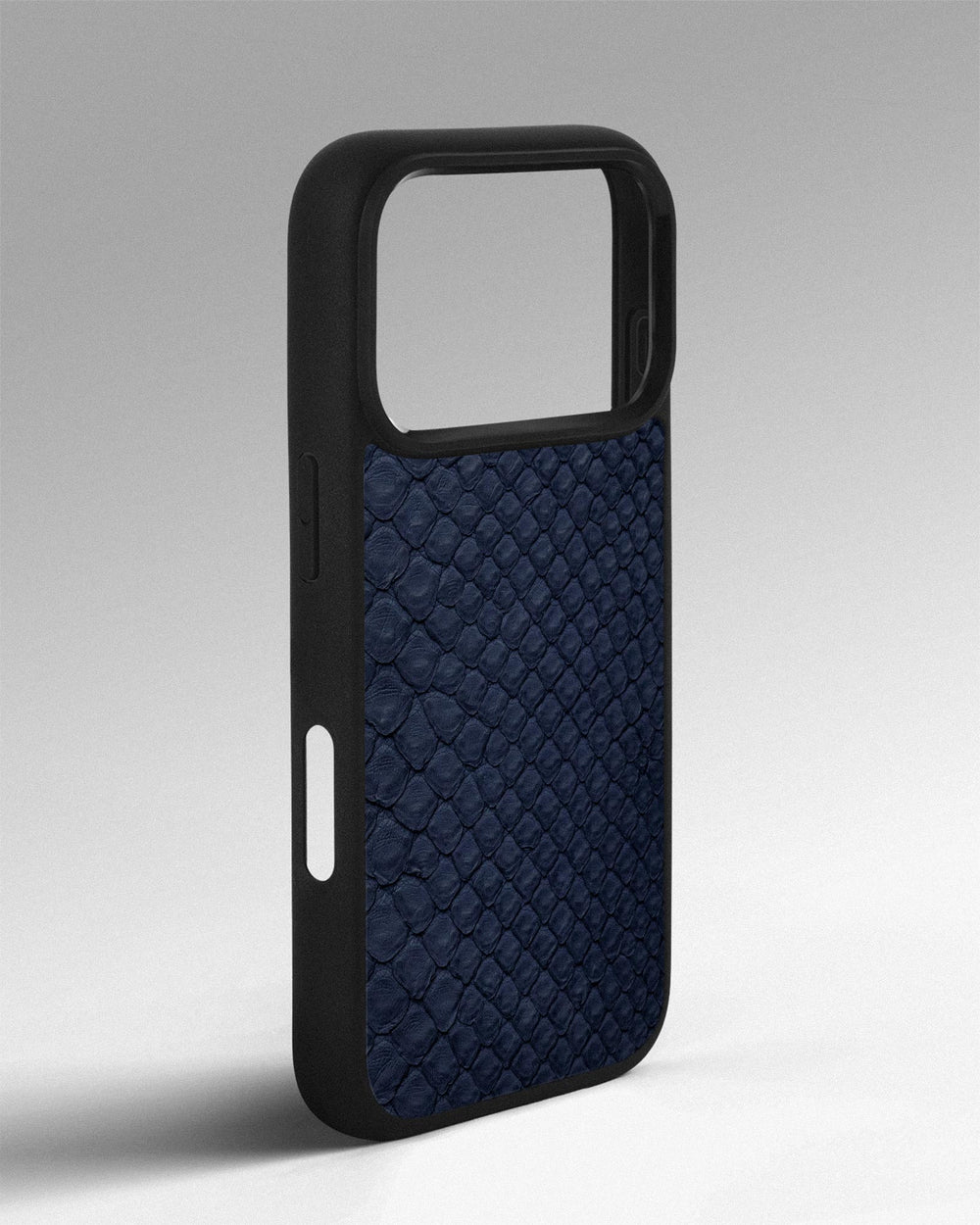 Чохол із темно-синьої шкіри пітона з дрібними лусочками для iPhone 18 Pro Max