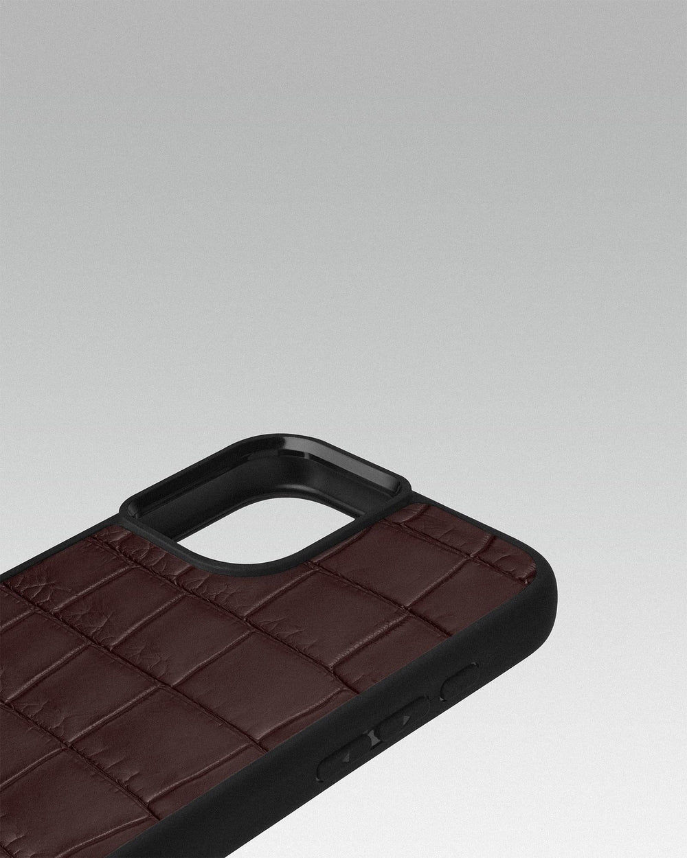 Dark brown crocodile leather case for iPhone 16