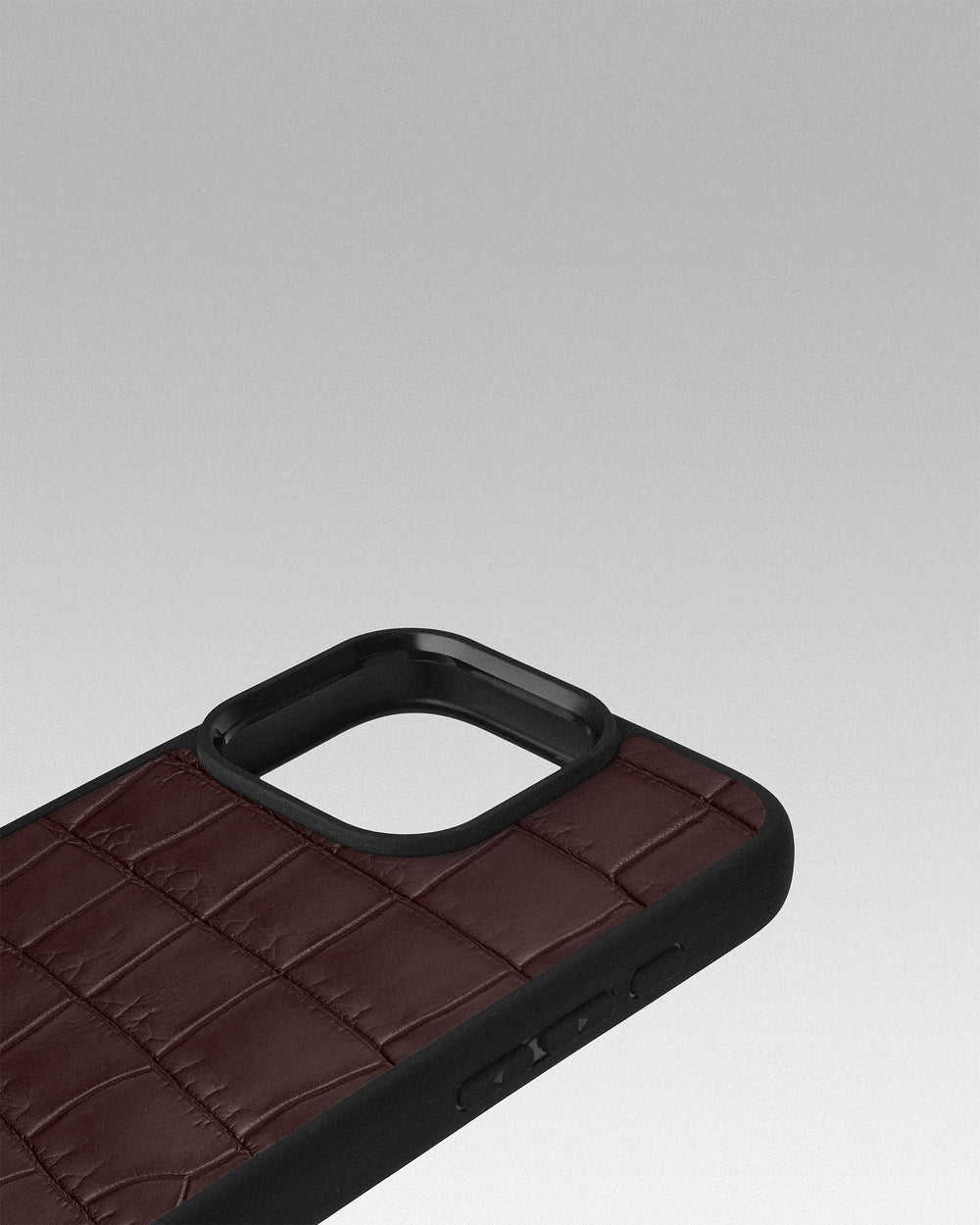 Dark brown crocodile leather case for iPhone 16 Pro