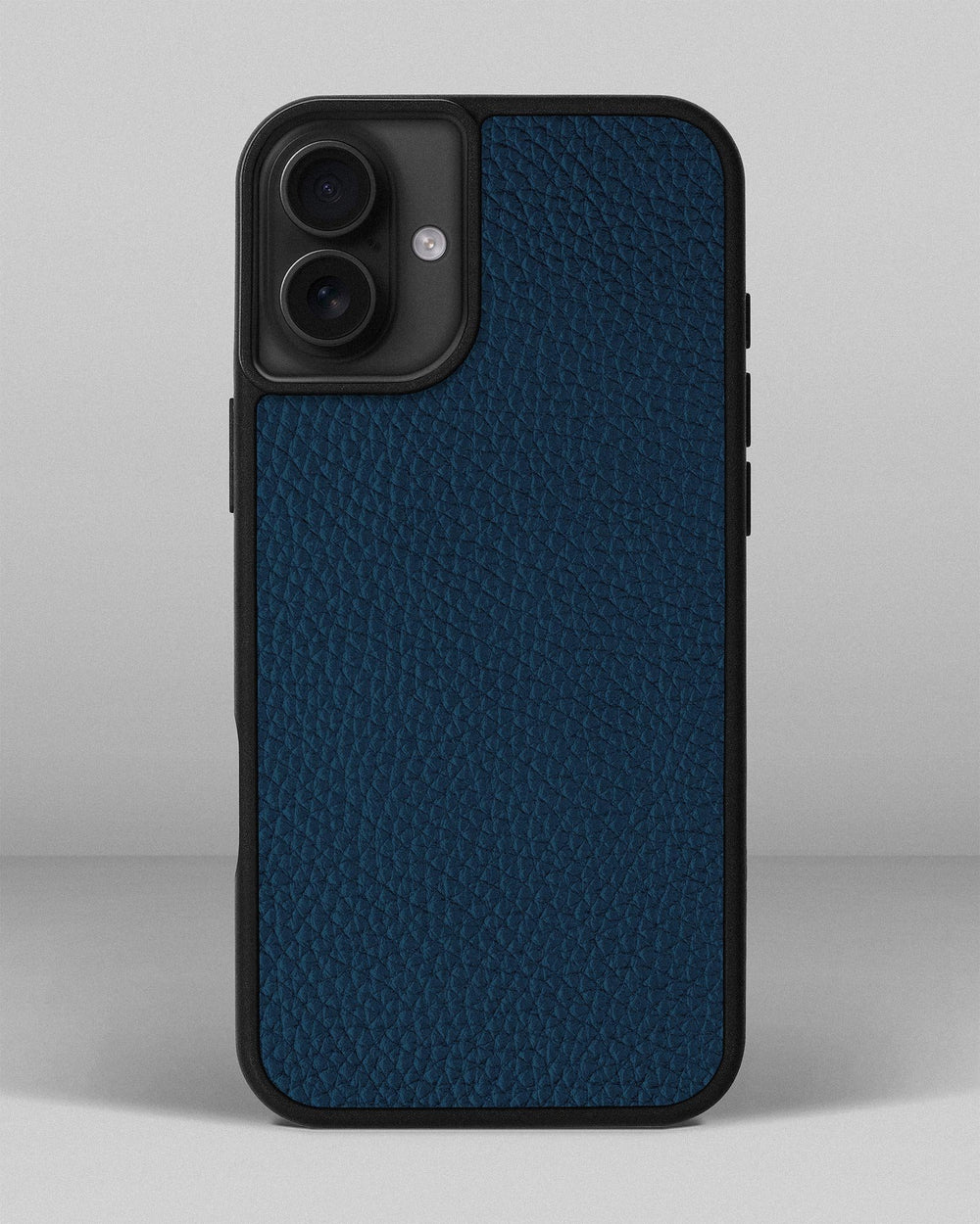 Dark blue calf leather float case for iPhone 16 Plus