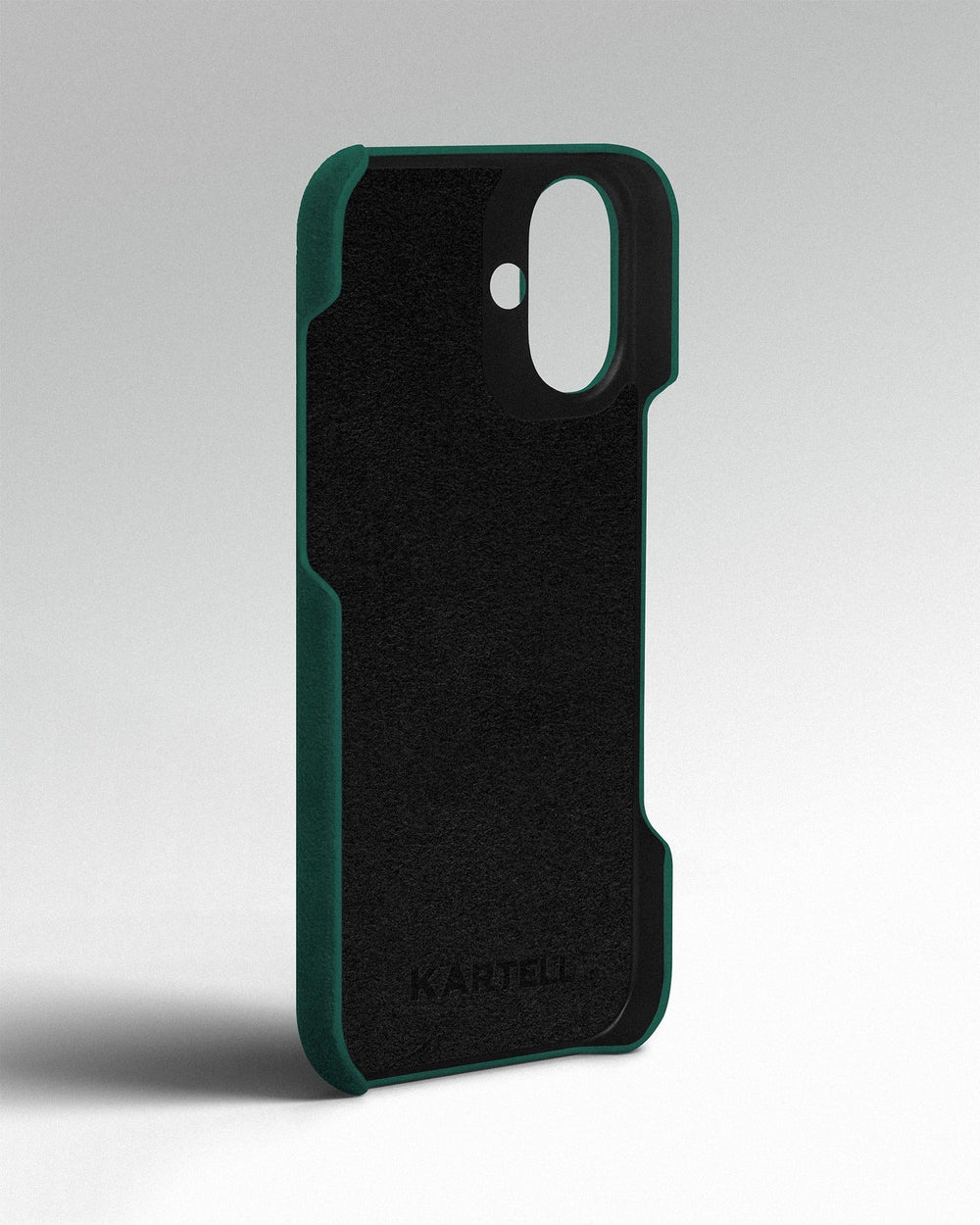 Green alcantara case for iPhone 16 Plus