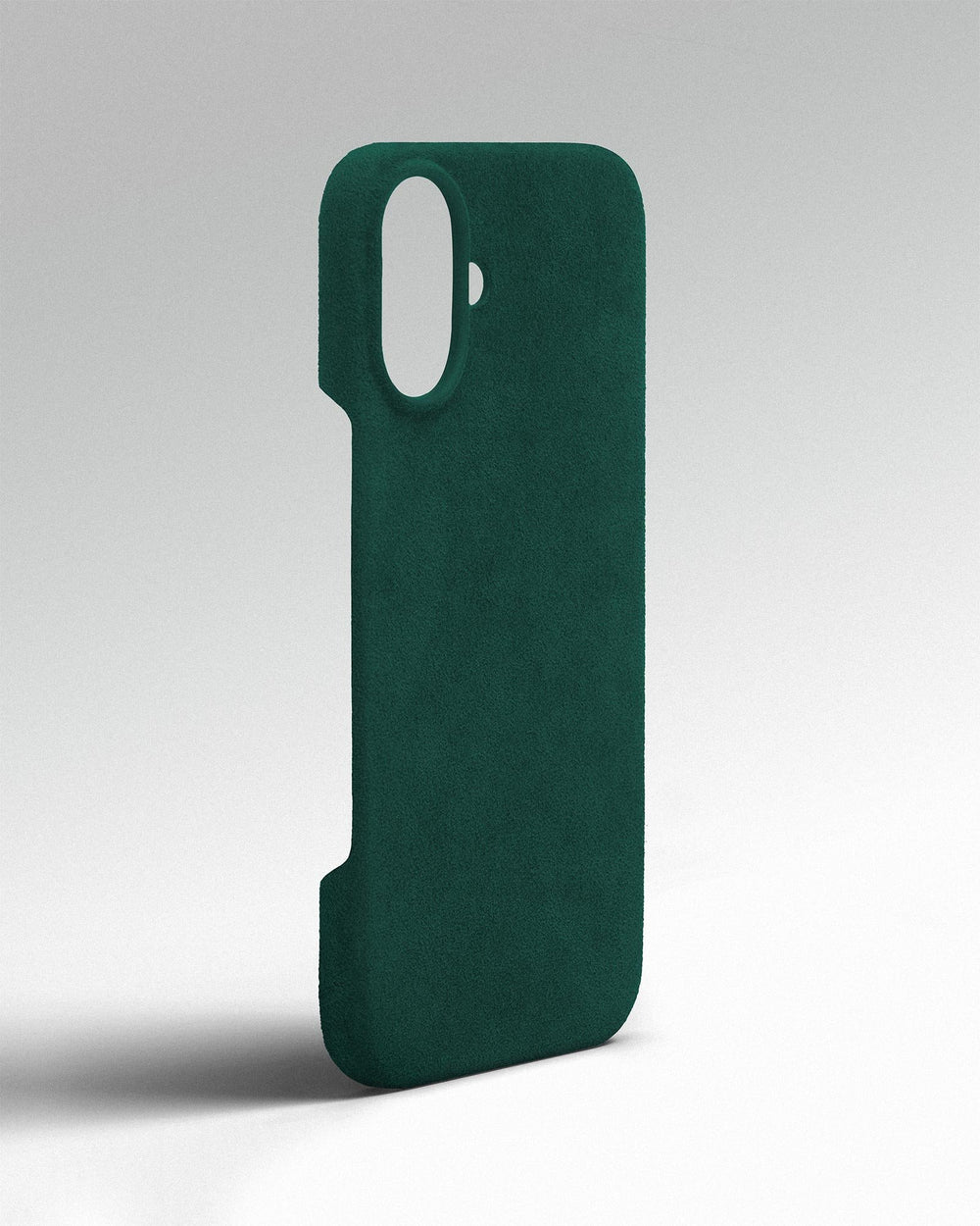 Green alcantara case for iPhone 16 Plus