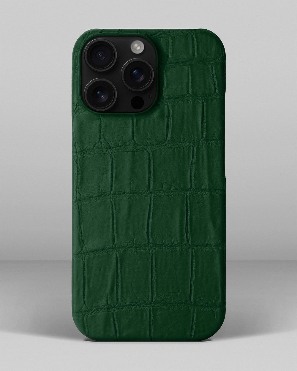 Темно-зеленый чехол из кожи крокодила для iPhone 14 Pro Max