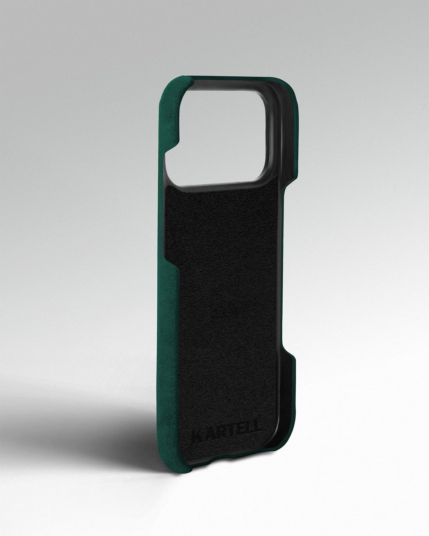 Зелений чохол з алькантари для iPhone 17 Pro