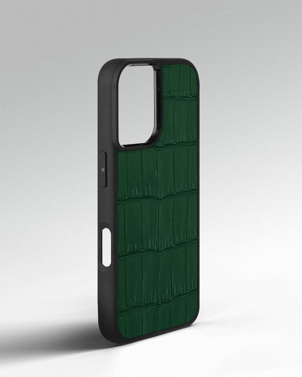 Dark green crocodile leather case for iPhone 16