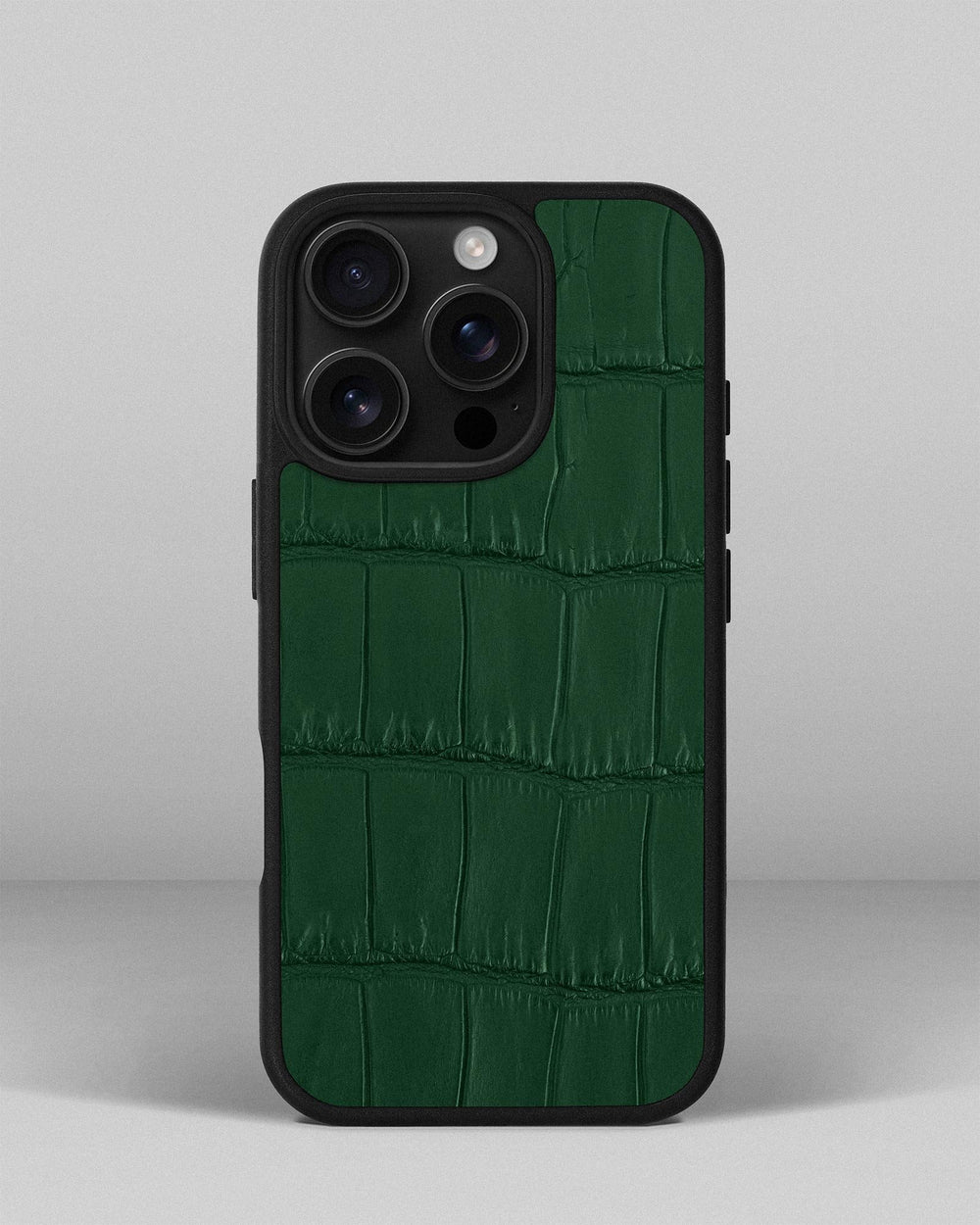 Dark green crocodile leather case for iPhone 16 Pro