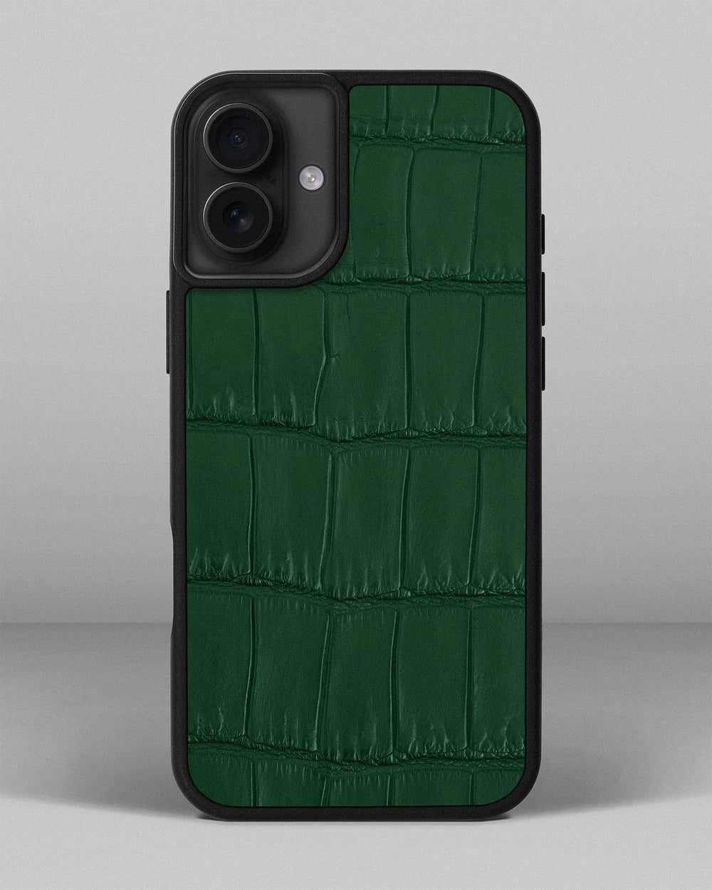 Dark green crocodile leather case for iPhone 16 Plus