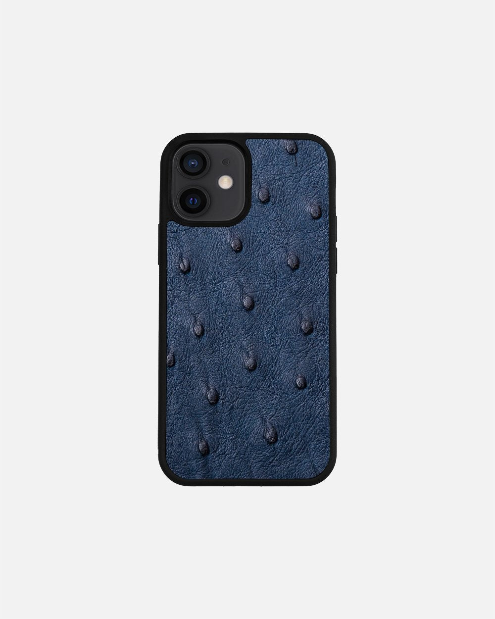 Dark blue ostrich leather case for iPhone 12 Mini