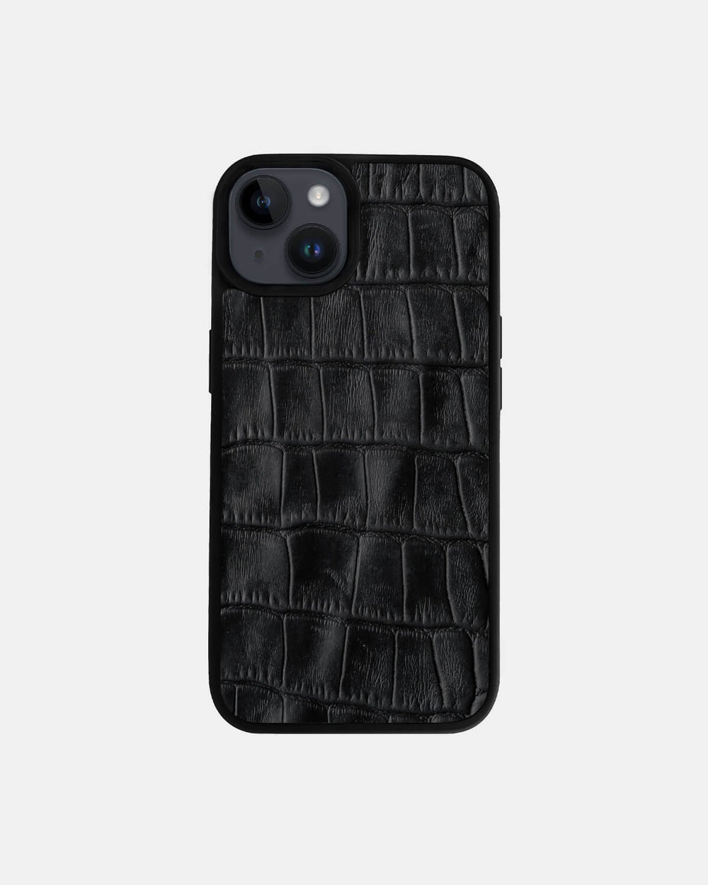 Black crocodile embossing calfskin case for iPhone 14