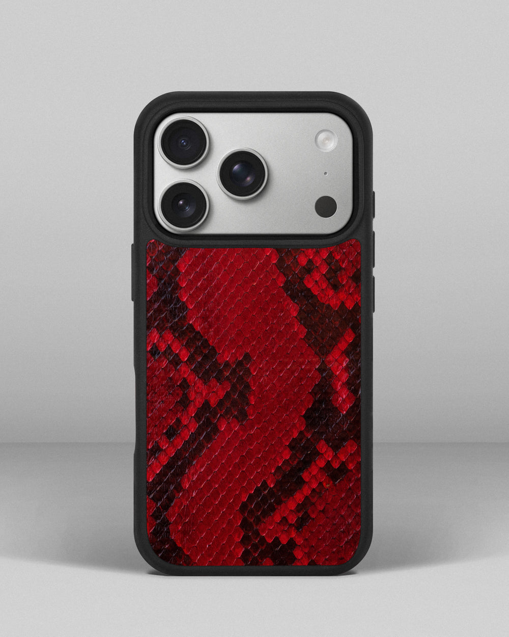 Red python skin case with small scales for iPhone 17 Pro