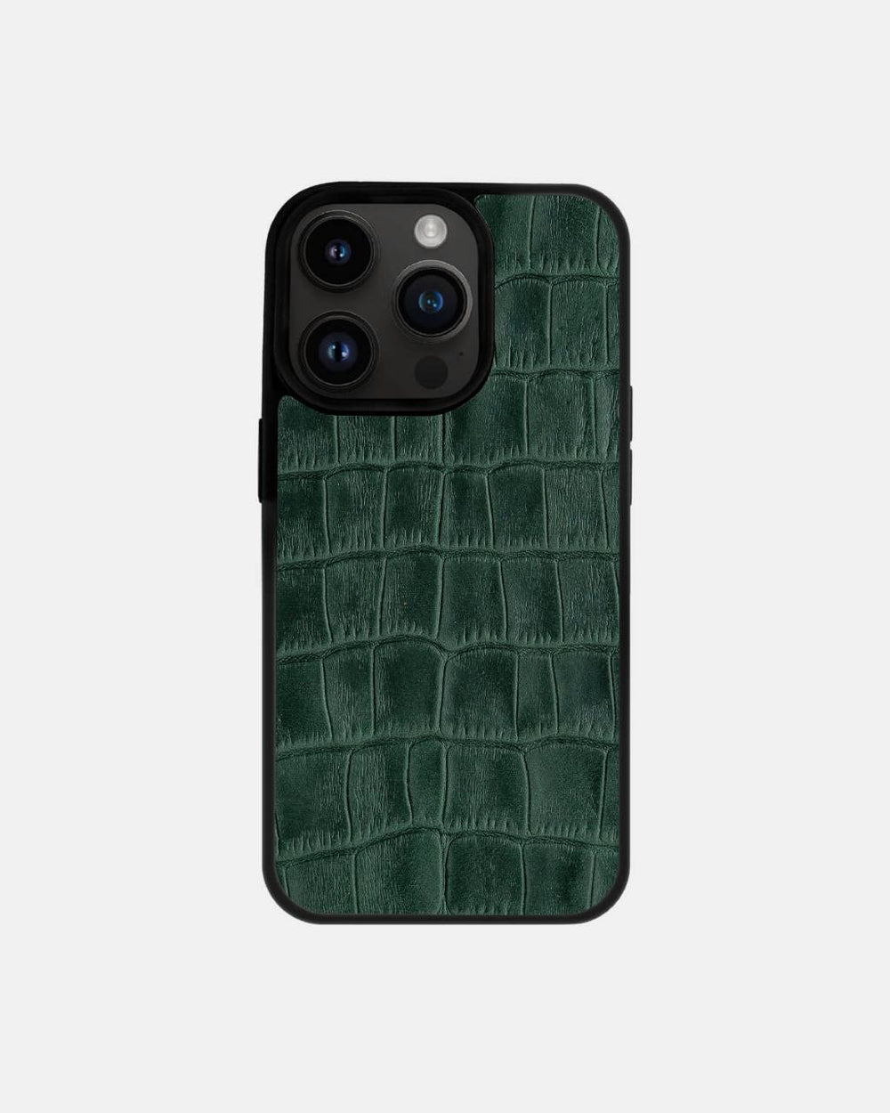 Dark green crocodile embossed calfskin case for iPhone 14 Pro