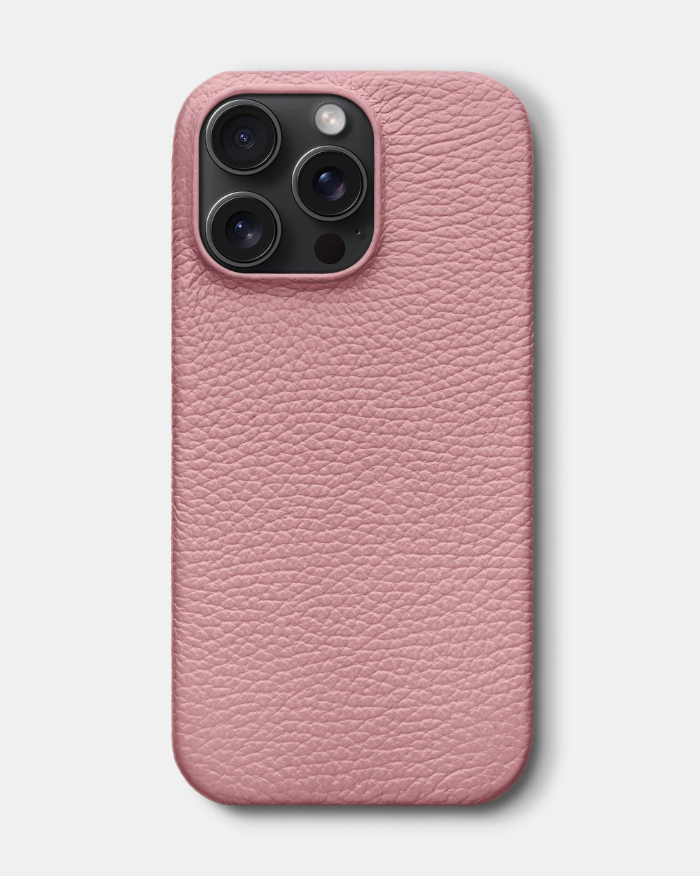 Рожевий шкіряний обтягнутий чохол для iPhone 16 Pro Max