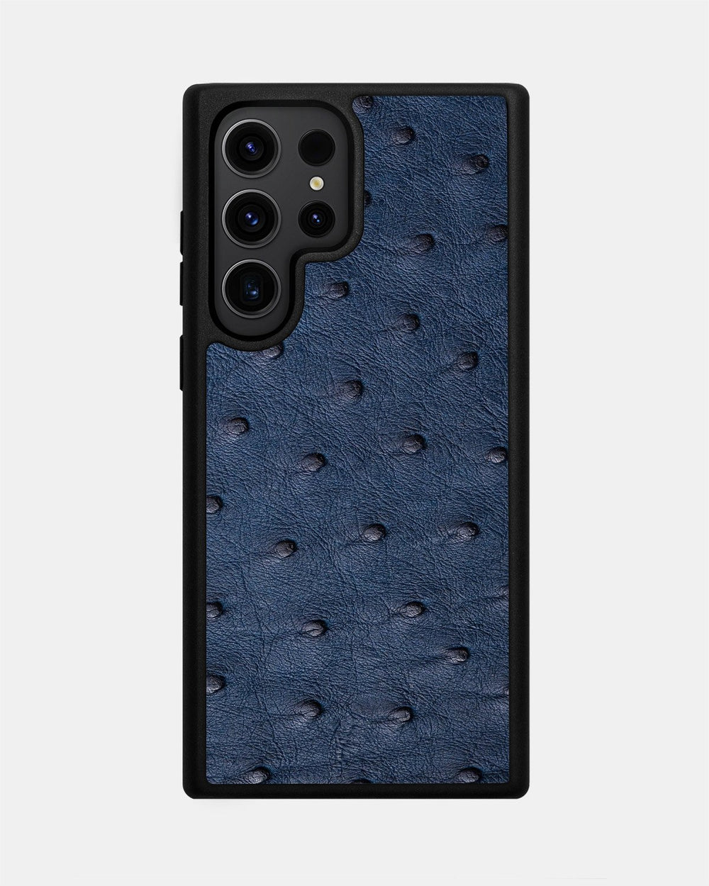 Dark blue ostrich leather follicle case for Samsung S23 Ultra