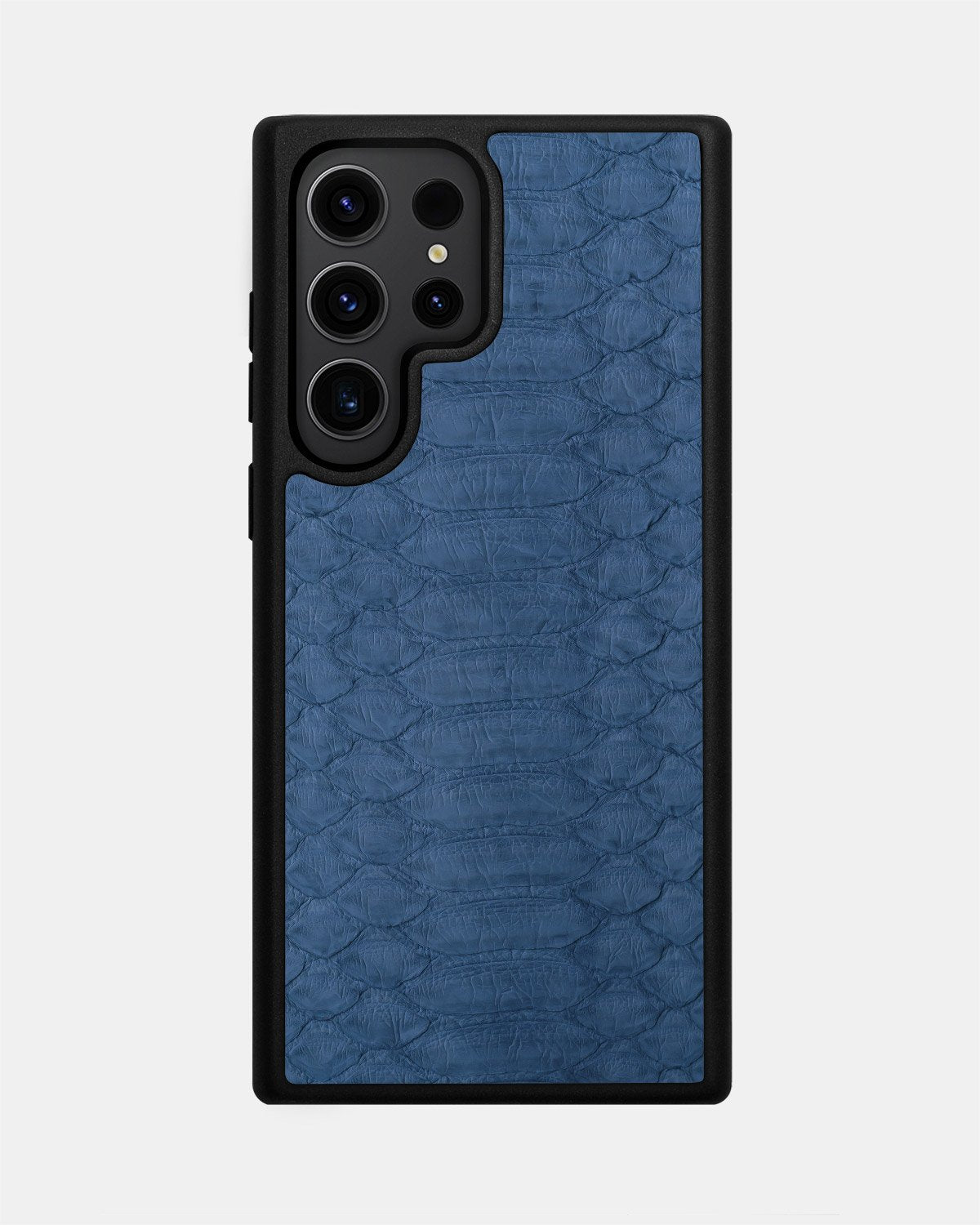 Case made of gray-blue python leather with large scales for Samsung S23 Ultra