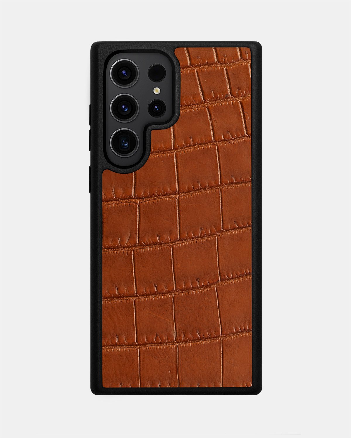 Чехол из темно-коричневой кожи крокодила для Samsung S23 Ultra