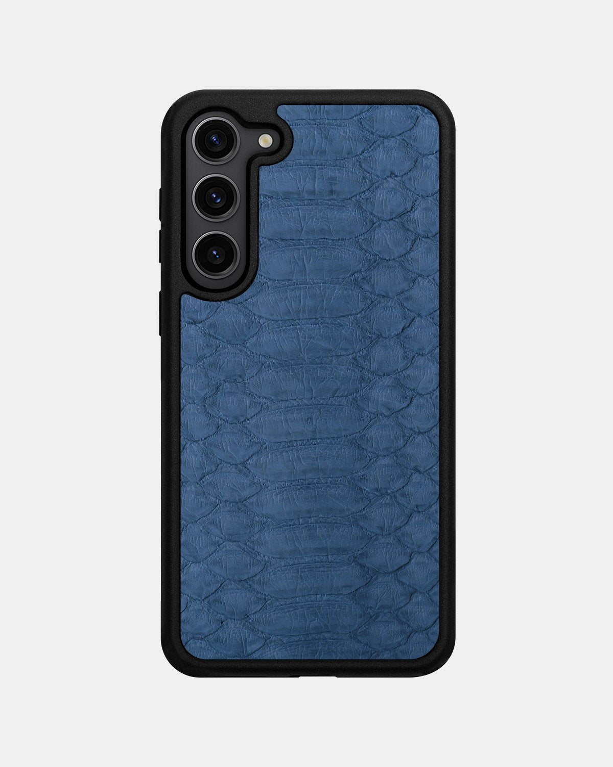 Case made of gray-blue python leather with large scales for Samsung S23 Plus