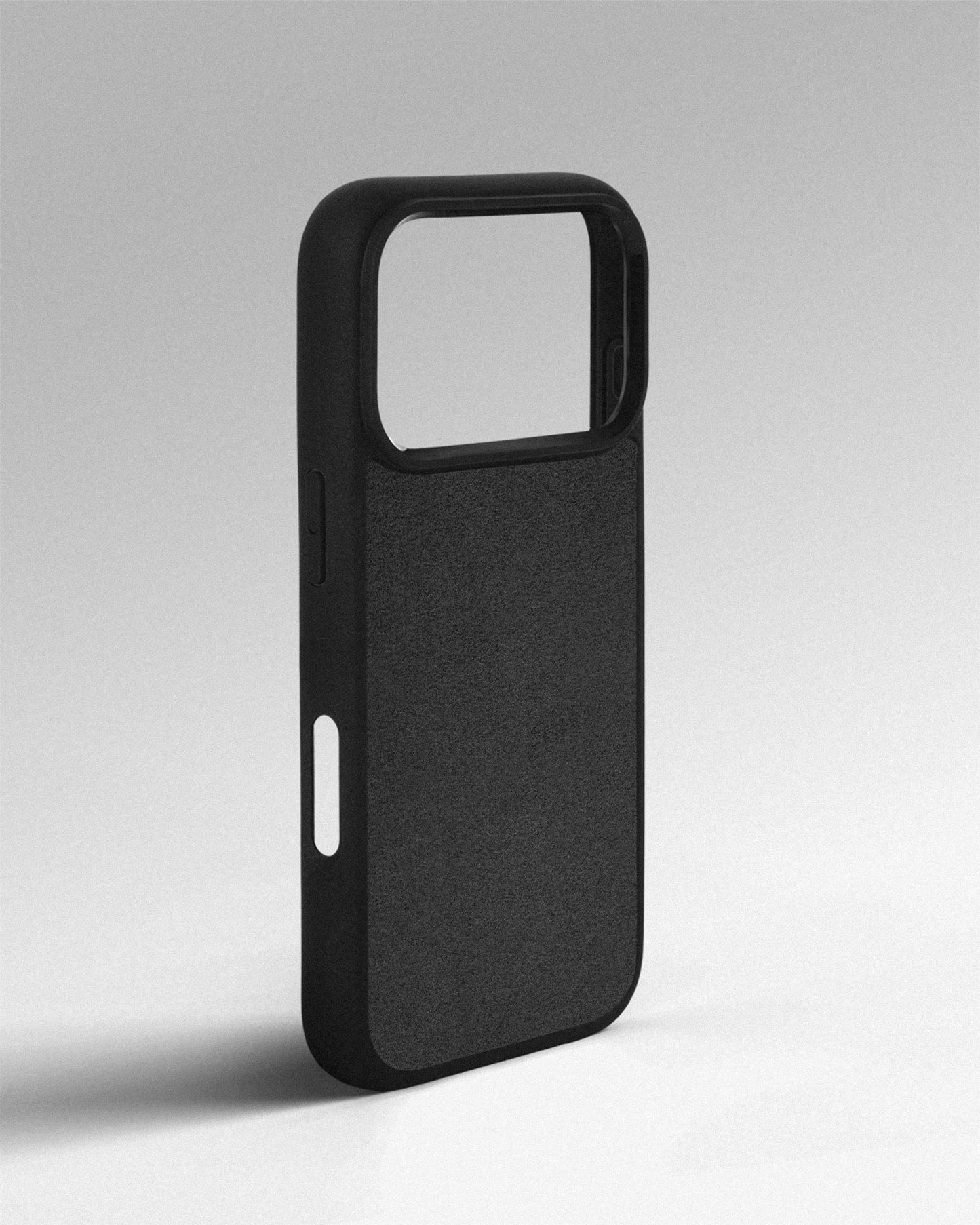 Case with gray Alcantara insert for iPhone 17 Pro