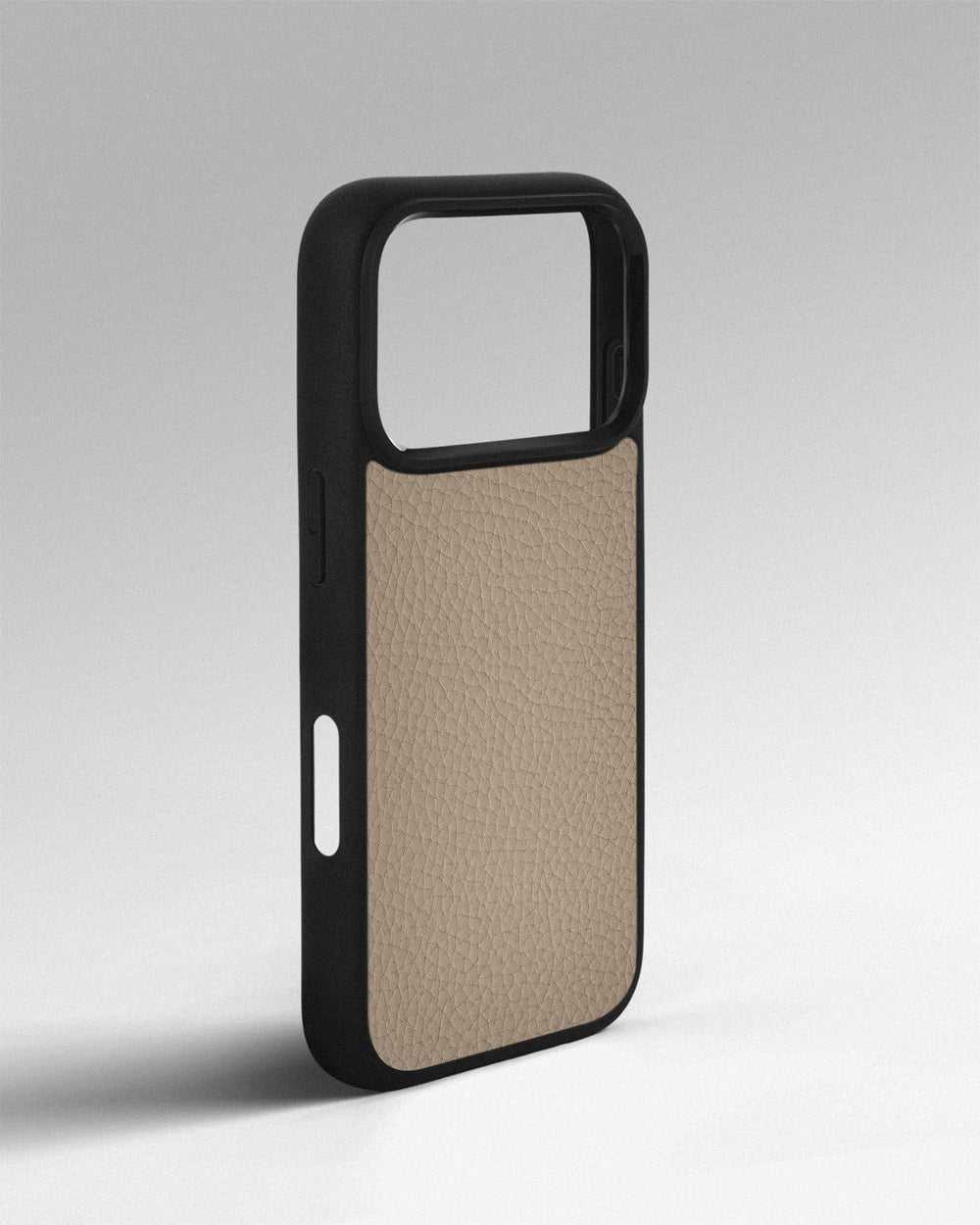 Beige calfskin floater case for iPhone 17 Pro