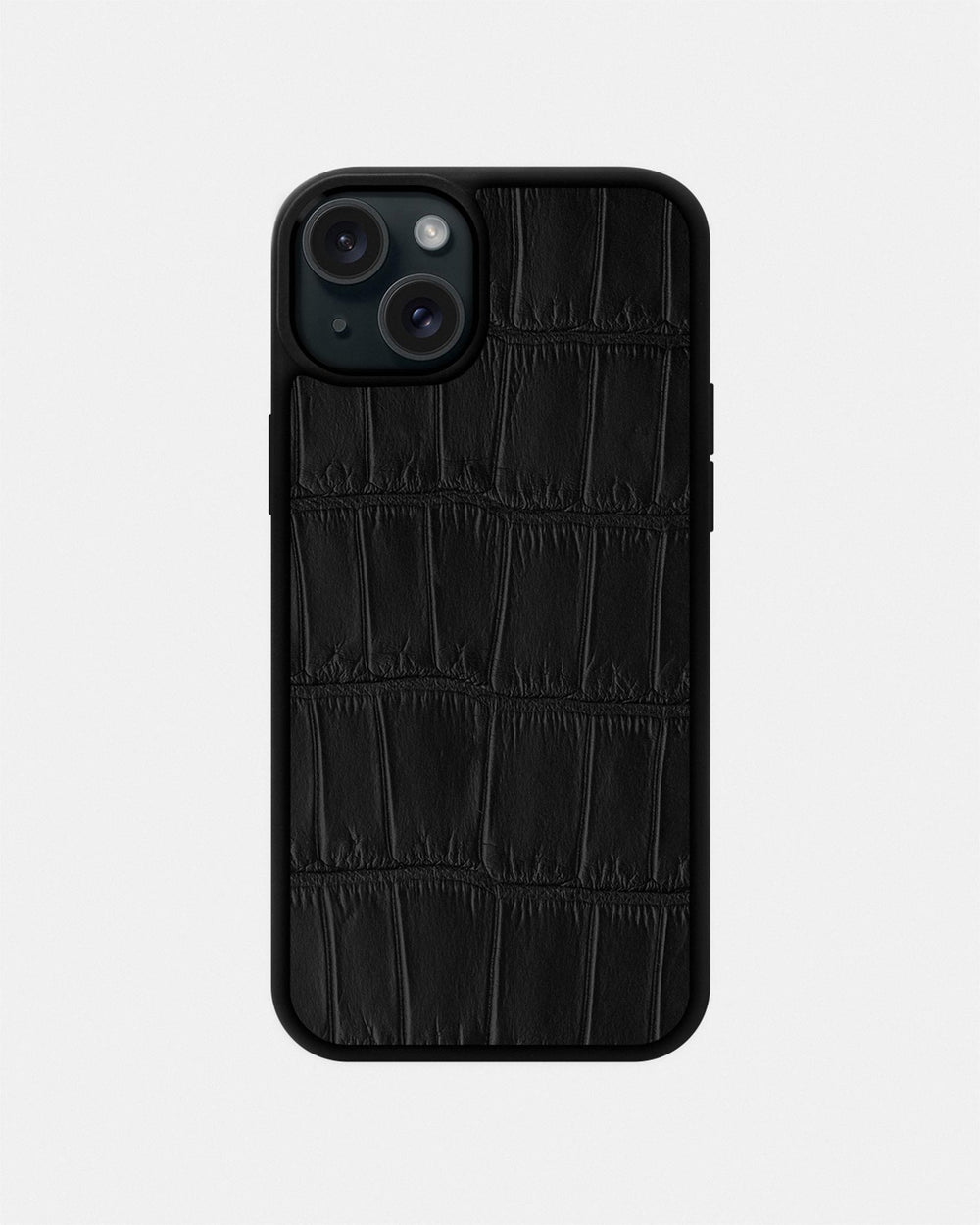 Black crocodile leather case for iPhone 15