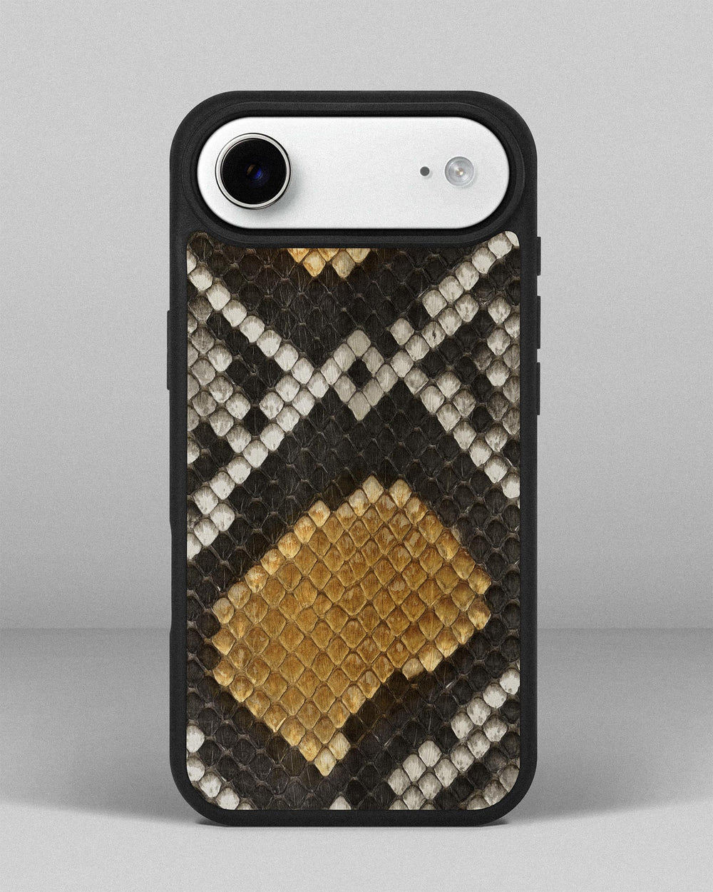 Gray-yellow python skin case with small scales for iPhone 17 Air