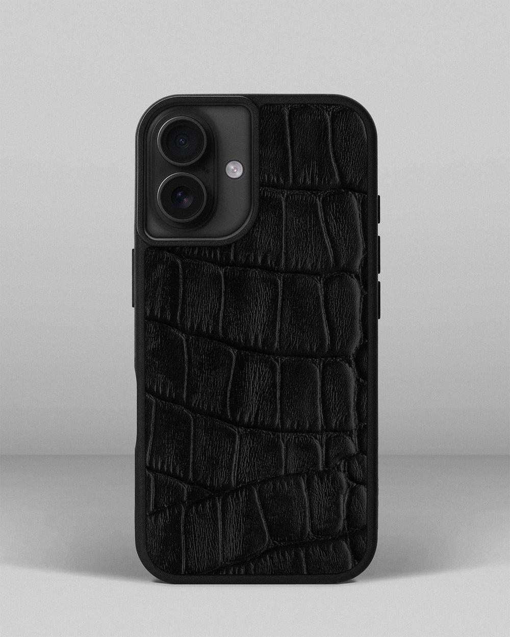 Black crocodile embossing calfskin case for iPhone 16