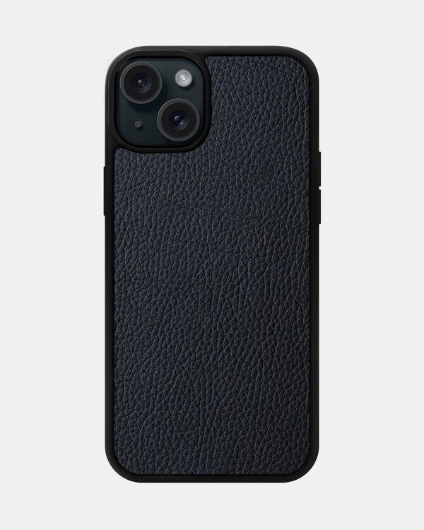 Dark blue calf leather float case for iPhone 15 Plus