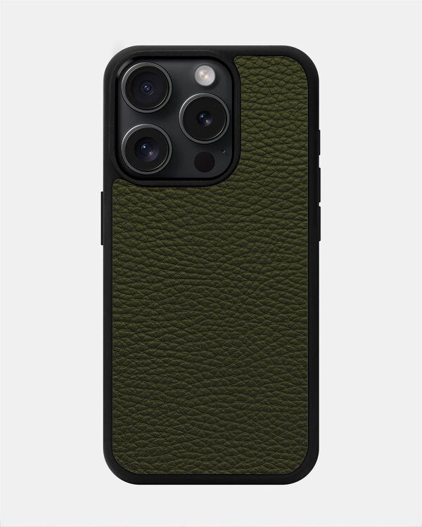 Case made of green calfskin leather flotar for iPhone 15 Pro Max