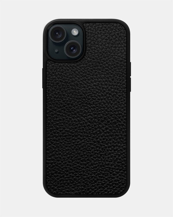 Case made of black calf leather flotter for iPhone 15 Plus