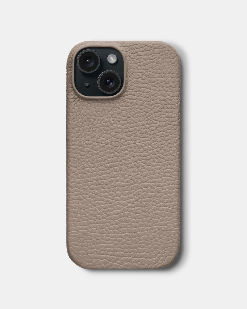 Beige leather case for iPhone 15