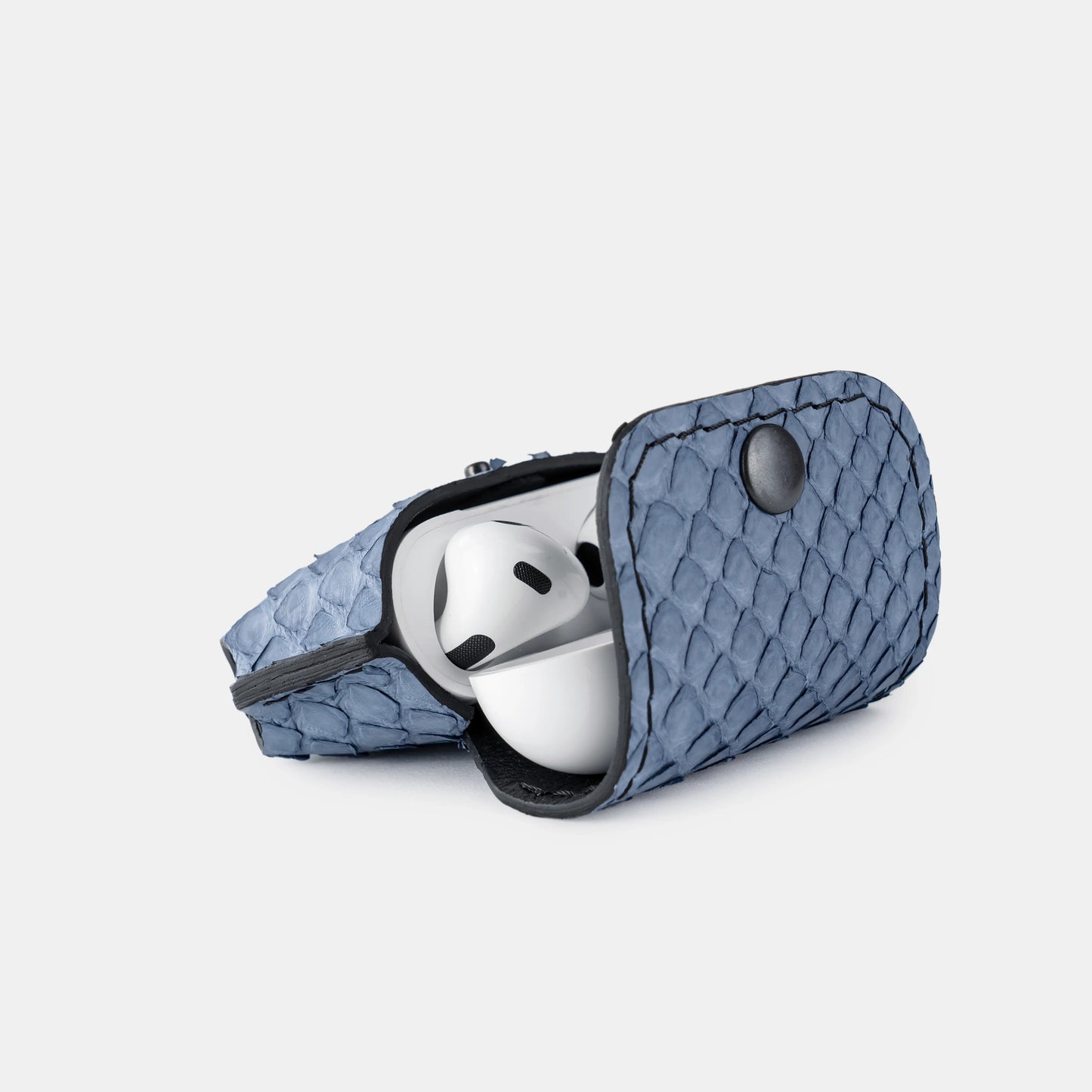 Чохол для AirPods 3 із синьо-сірої шкіри пітона з дрібними лусочками