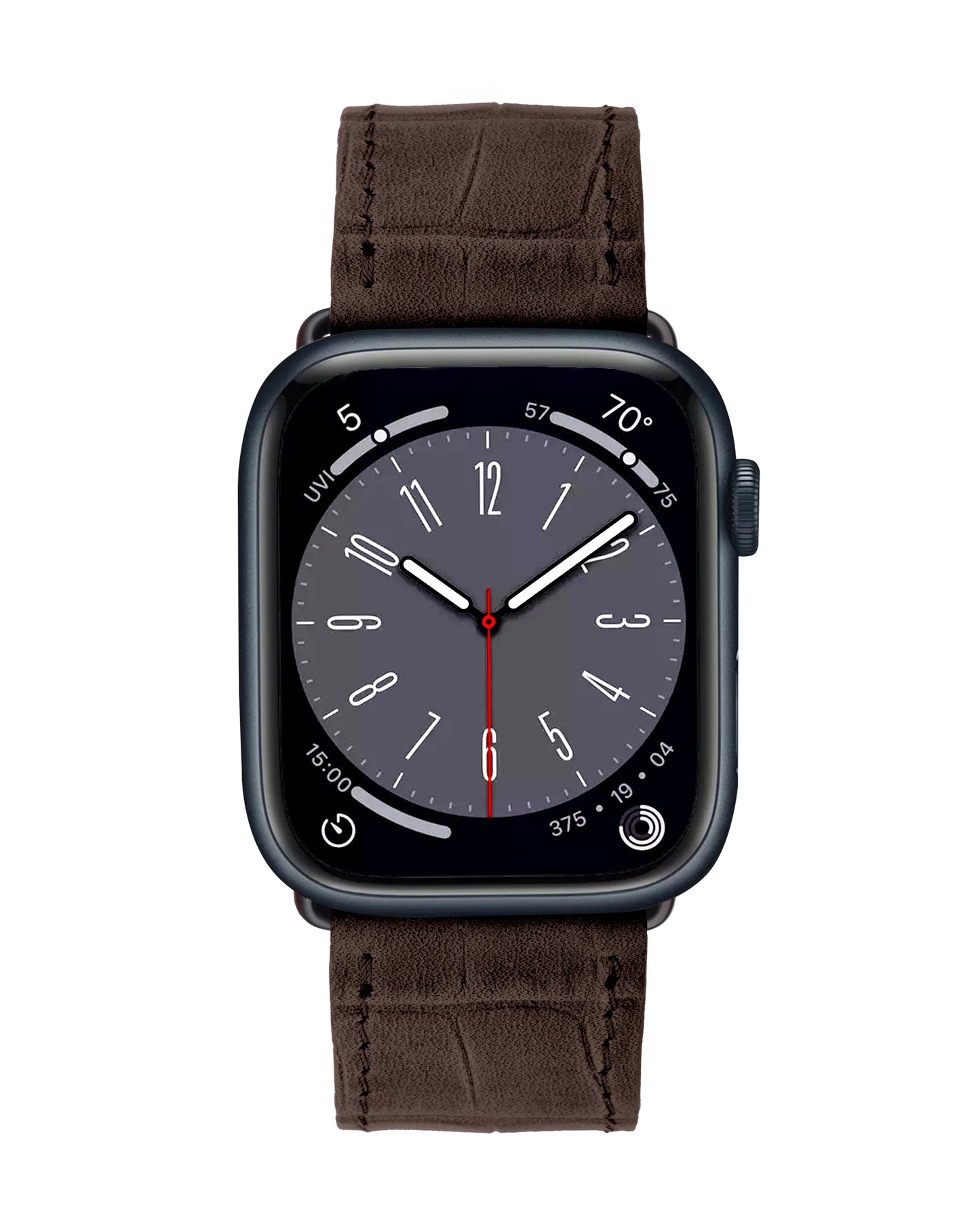 Ремінець для Apple Watch з телячої шкіри, тисненої під крокодила у темно-коричневому кольорі