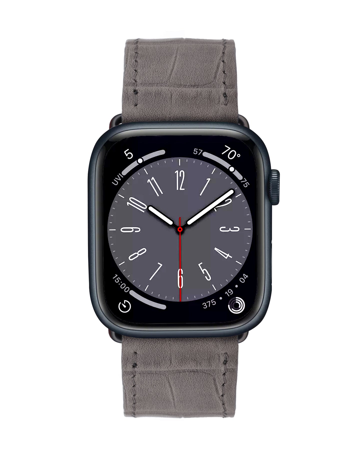 Ремінець для Apple Watch з телячої шкіри, тисненої під крокодила у сірому кольорі