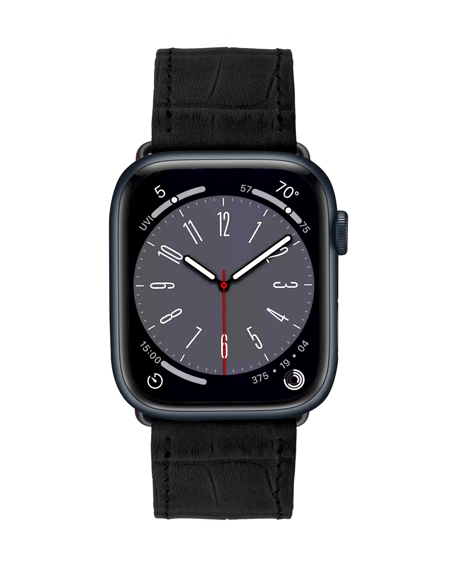 Ремінець для Apple Watch з телячої шкіри, тисненої під крокодила у чорному кольорі